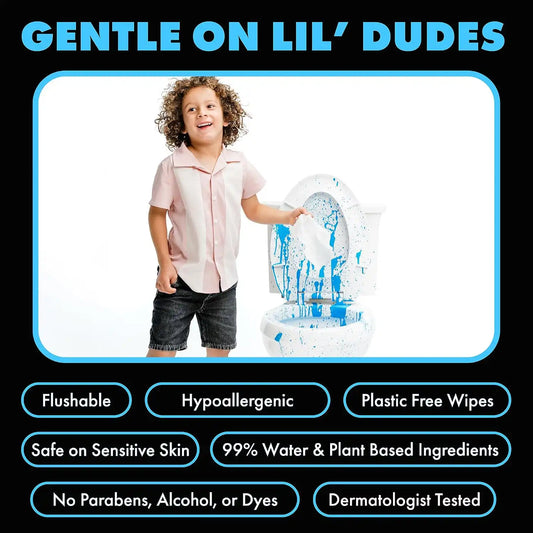 LiL' DUDE Wipes Flushable Potty Training Water Wipes, Unscented, 336 Count