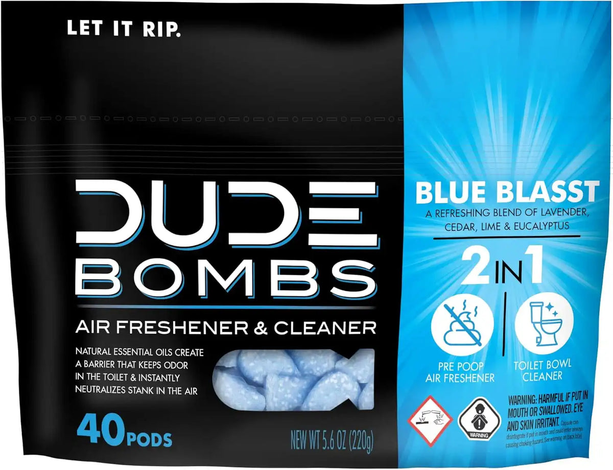 DUDE Wipes DUDE Bombs Toilet Bowl Stank Eliminator, Air Freshener, 40 Count