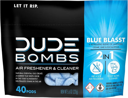 DUDE Wipes DUDE Bombs Toilet Bowl Stank Eliminator, Air Freshener, 40 Count