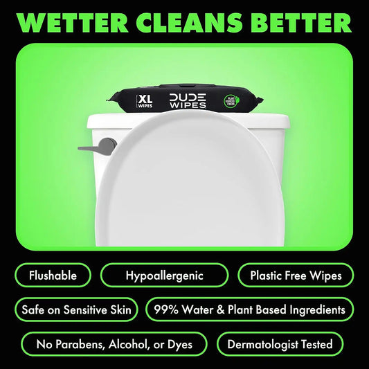 DUDE Wipes Herbal Relief Adult Flushable Wet Wipes, Witch Hazel, 288 Count