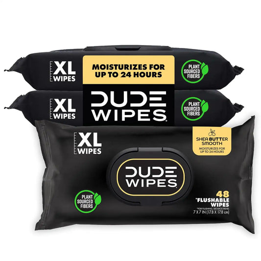 DUDE Wipes Shea BUTTer Adult Flushable Wet Wipes, Moisturizing, 144 Count