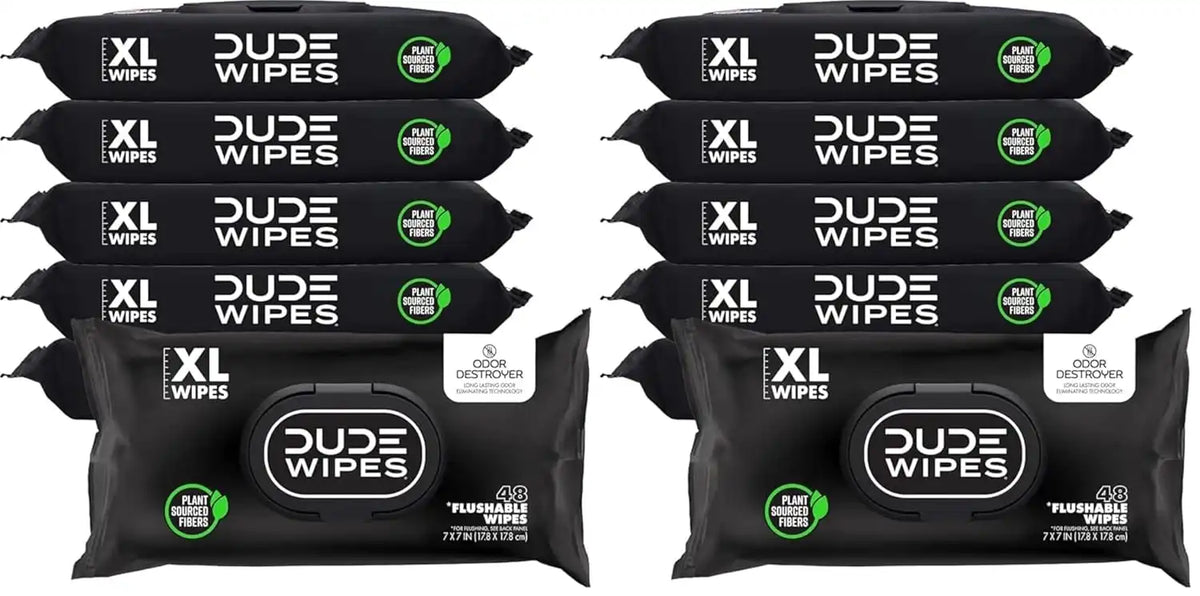 DUDE Wipes Odor Destroyer Adult Flushable Wet Wipes, Deodorizing, 576 Count