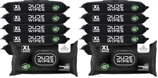 DUDE Wipes Odor Destroyer Adult Flushable Wet Wipes, Deodorizing, 576 Count