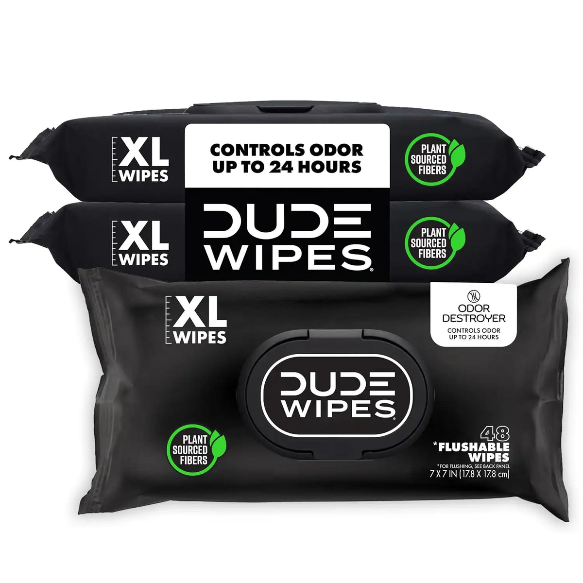 DUDE Wipes Odor Destroyer Adult Flushable Wet Wipes, Deodorizing, 144 Count
