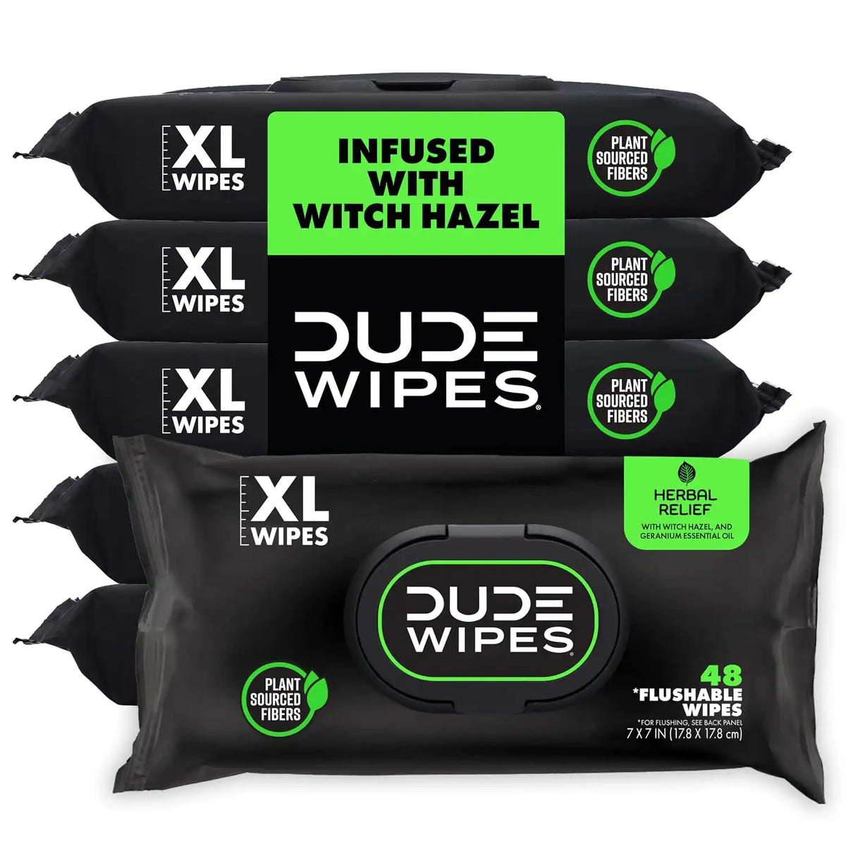DUDE Wipes Herbal Relief Adult Flushable Wet Wipes, Witch Hazel, 288 Count