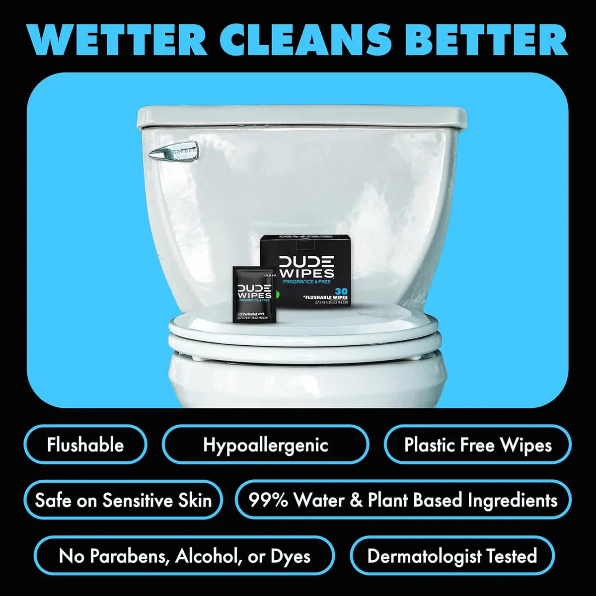 DUDE Wipes On-The-Go Unscented Adult Flushable Travel Wipes, 30 Count
