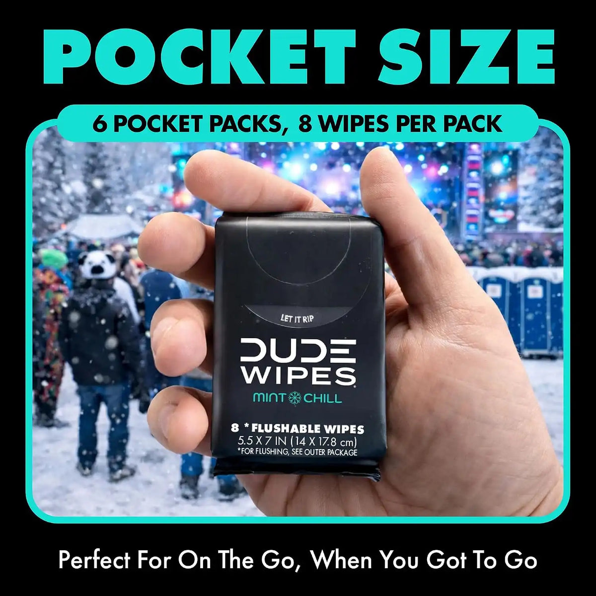 DUDE Wipes Mint Chill Pocket Packs, Adult Flushable Travel Wipes, 48 Count