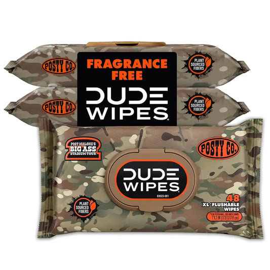 DUDE Wipes x Post Malone Adult Flushable Wipes, Camo, Unscented, 144 Count
