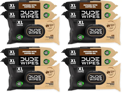 DUDE Wipes Morning Grind Adult Flushable Wipes, Coffee Scented, 48 Count (Pack of 12)