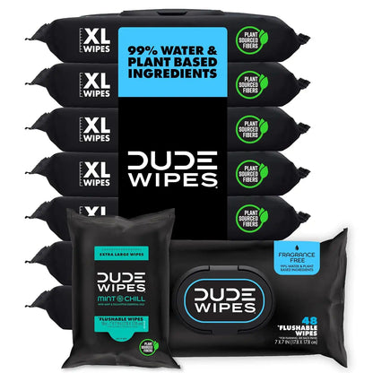 DUDE Wipes Unscented Adult Flushable Wipes and Mint Travel Pack, 402 Count