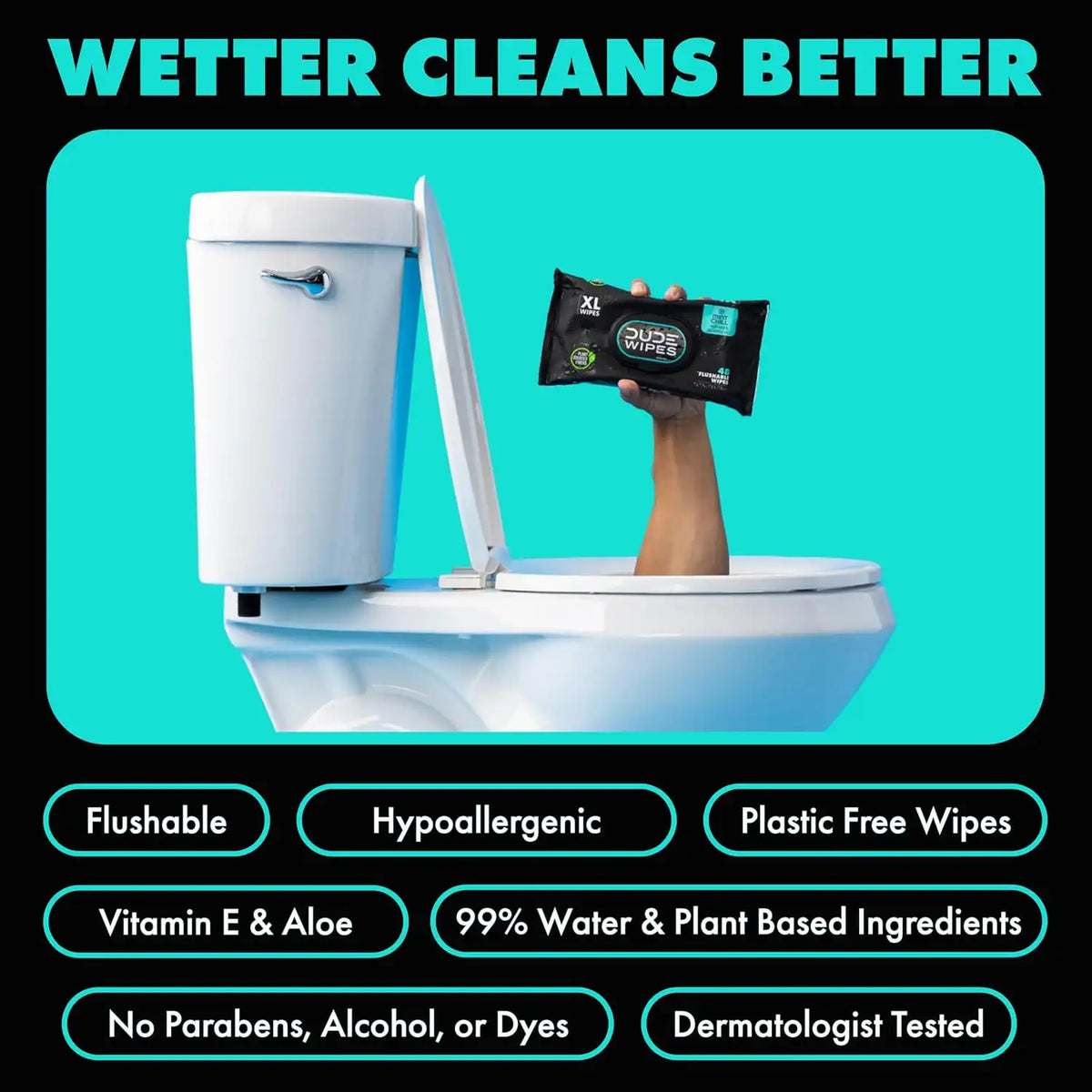 DUDE Wipes Mint Chill Adult Flushable Wet Wipes, Refreshing, 288 Count